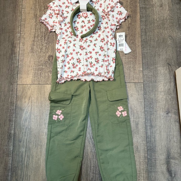 Girls size 6x little lass 2pc top & pants set with headband - Picture 2 of 5